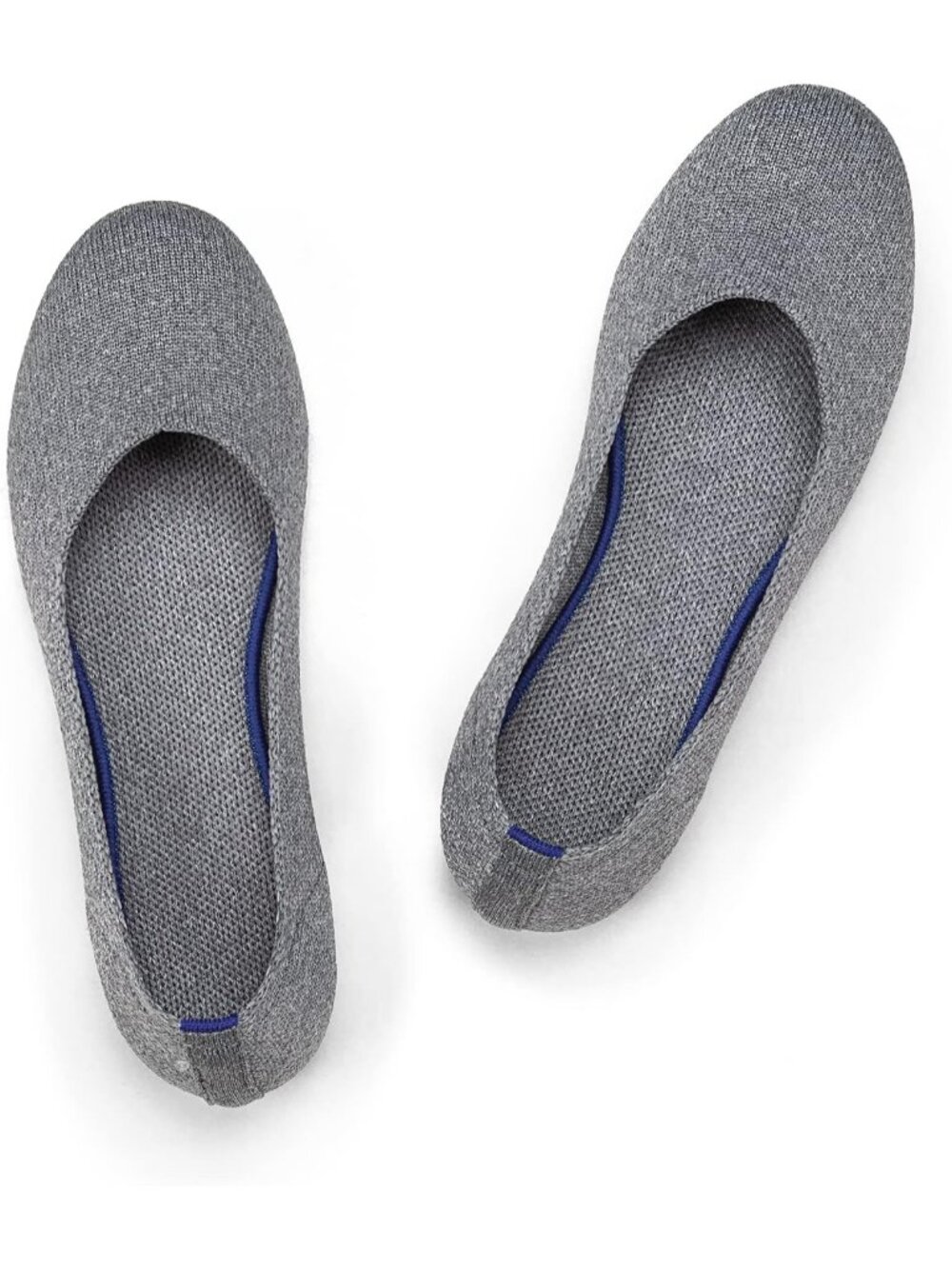 Womens Grey Knit Ballet Flat Shoes Knit Shoes Round Toe Slip On Ballerina Flats